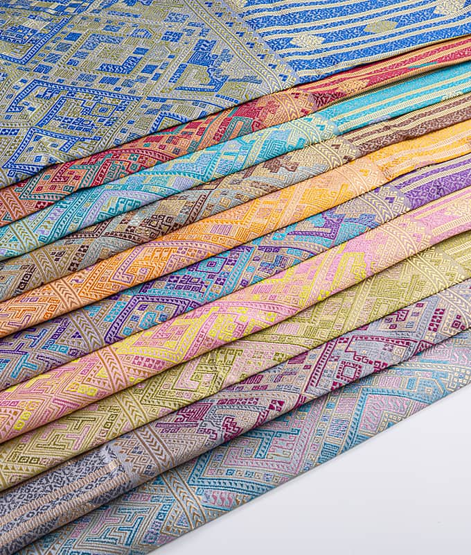 Tecido jacquard de poliéster oco para sarongue tradicional do Laos